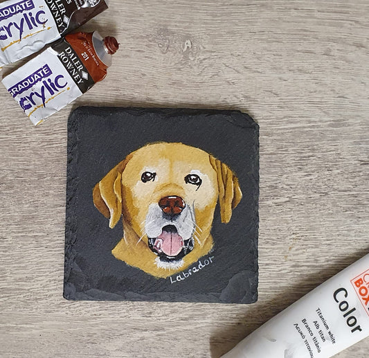 Pet portraits on slates coasters